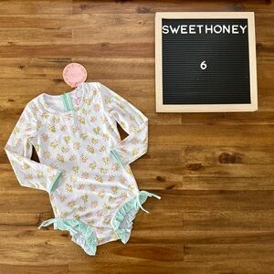 NWT SweetHoney Girls One Piece Rash Guard Ocean Isle Swimsuit 6 Floral Summer
